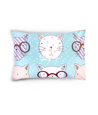 Bērnu katūna gultas veļa SMART CATS 10-0617-LIGHT BLUE 100x145, 40x60, 107x150 cm