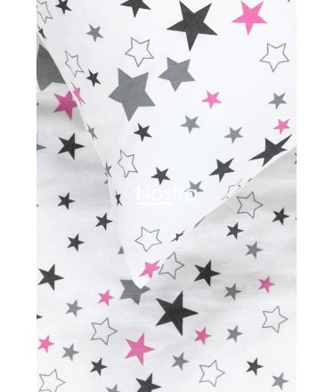 Bērnu katūna gultas veļa STARRY SKY 10-0475-WHITE PINK 100x145, 40x60, 107x150 cm