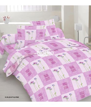 Polycotton bedding set FLOWERS 20-0714-PINK 140x200, 50x70 cm