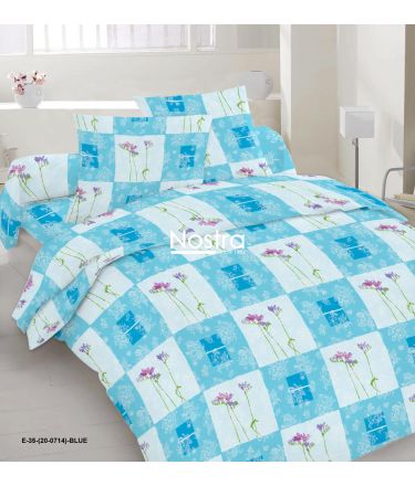 Polycotton bedding set FLOWERS 20-0714-BLUE 140x200, 50x70 cm