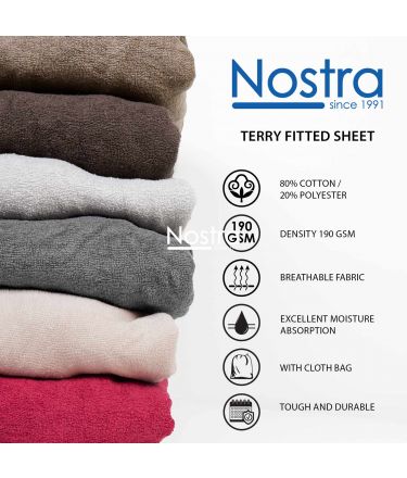 Fitted terry sheets TERRYBTL-GLACIER GREY 200x220 cm