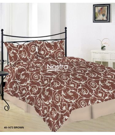 Cotton bedding set DAHLIA 40-1473-BROWN 200x220, 70x70 cm