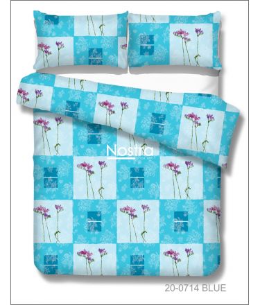 Polycotton bedding set FLOWERS 20-0714-BLUE 140x200, 50x70 cm