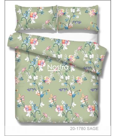 Polycotton bedding set FLOWERS 20-1780-SAGE