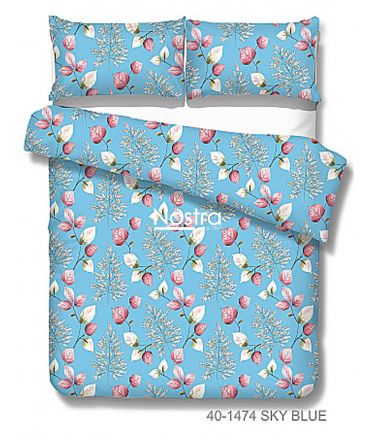 Kokvilnas gultas veļa DANIELLA 40-1474-SKY BLUE 200x220, 70x70 cm