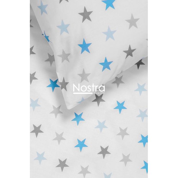 Bērnu katūna gultas veļa STARS 10-0052-LIGHT GREY LIGHT BLUE