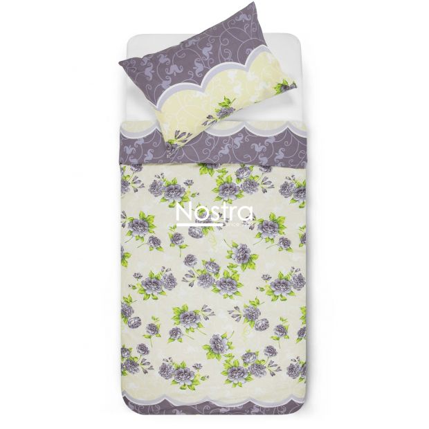 Polycotton bedding set FLOWERS 20-1630-LAVENDER GREY