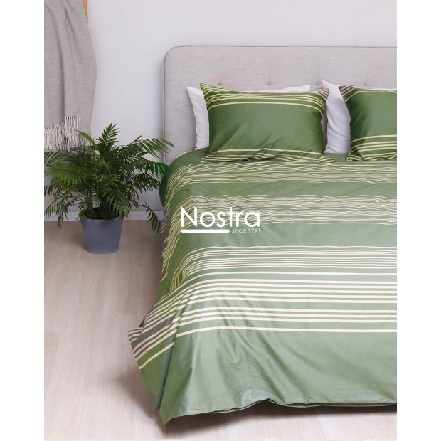 PREMIUM mako satīna gultas veļa komplekts CADENCE 30-0683-MOSS GREEN 200x220, 50x70 cm