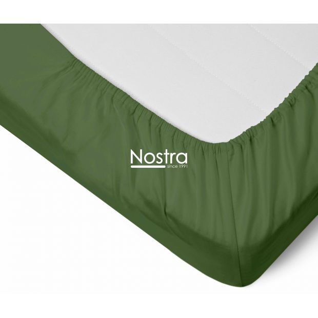 Fitted sateen sheets 00-0413-MOSS GREEN 200x220 cm