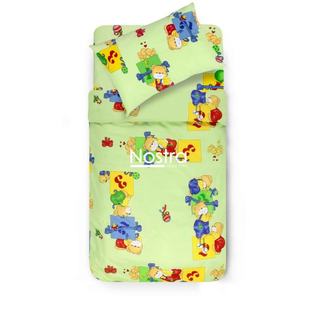 Children bedding set TEDDY 10-0056-LIGHT GREEN 140x200, 50x70 cm