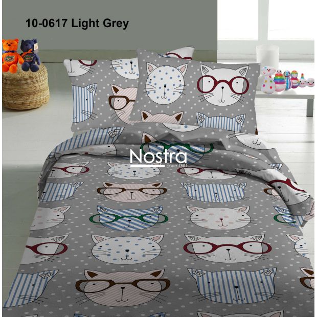 Bērnu katūna gultas veļa SMART CATS 10-0617-LIGHT GREY 100x145, 40x60, 107x150 cm