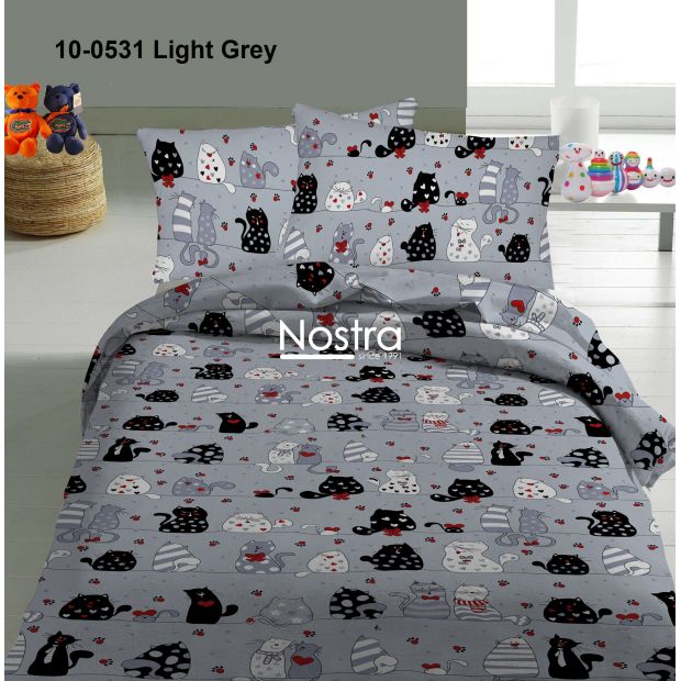 Children bedding set CATS IN LOVE 10-0531-LIGHT GREY 140x200, 50x70 cm