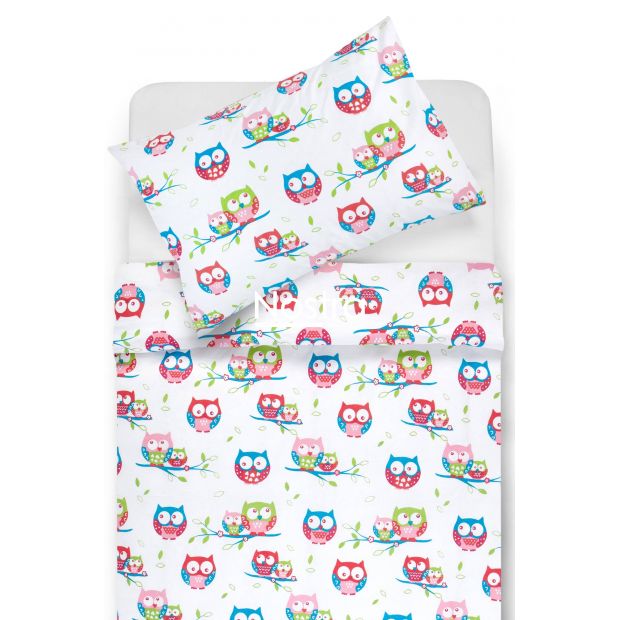 Children bedding set OWLS FAMILY 10-0074-PINK BLUE 140x200, 50x70 cm