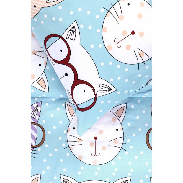 Bērnu katūna gultas veļa SMART CATS 10-0617-LIGHT BLUE 100x145, 40x60, 107x150 cm