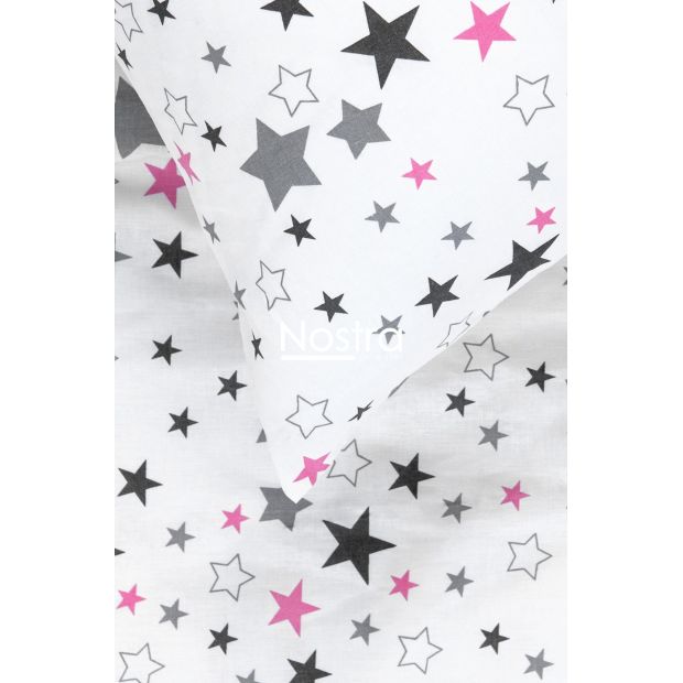 Bērnu katūna gultas veļa STARRY SKY 10-0475-WHITE PINK 100x145, 40x60, 107x150 cm