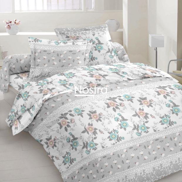 Polycotton bedding set FLOWERS 20-1764-LIGHT GREY