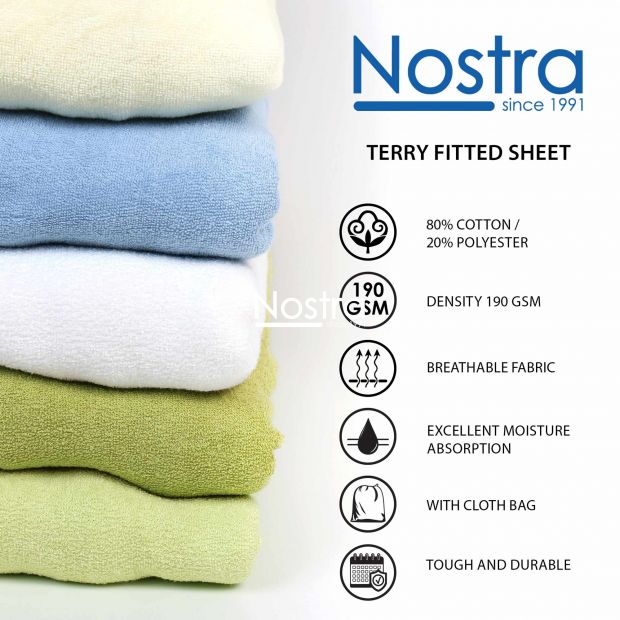 Fitted terry sheets TERRYBTL-OPTIC WHITE 200x220 cm