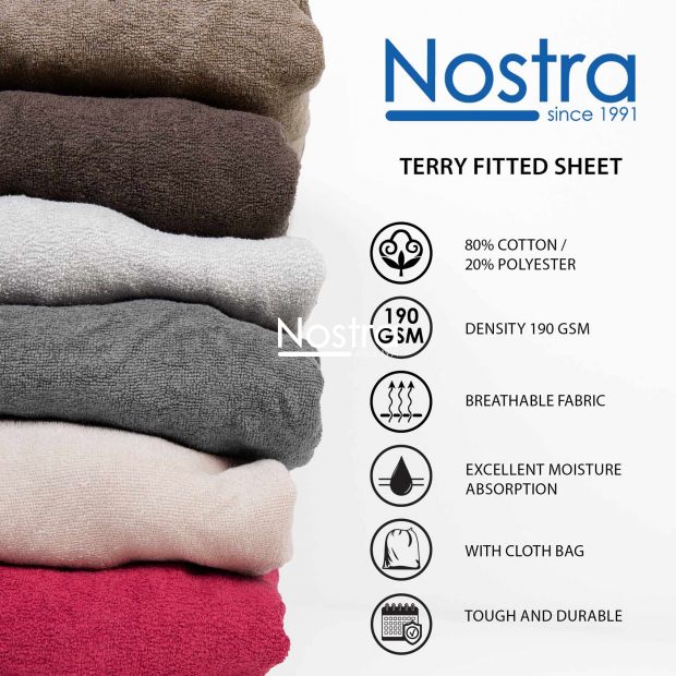 Fitted terry sheets TERRYBTL-GLACIER GREY 120x200 cm