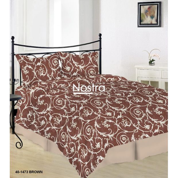 Cotton bedding set DAHLIA 40-1473-BROWN 200x220, 70x70 cm