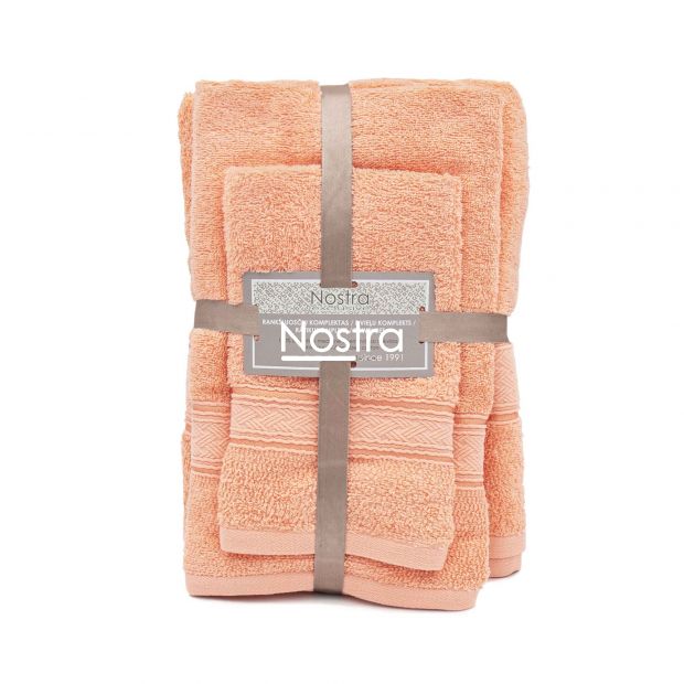 3 piece towel set T0184 T0184-CORAL 289 30x50, 50x70, 70x140 cm