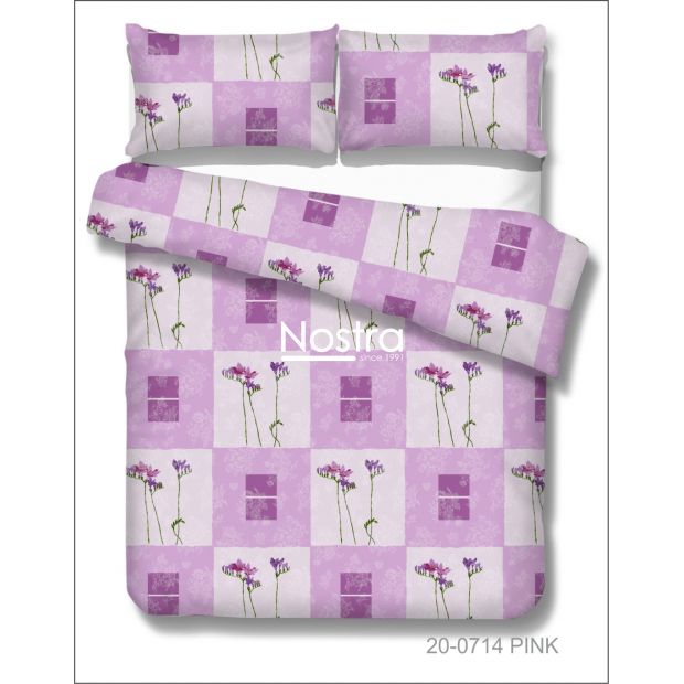 Polycotton bedding set FLOWERS 20-0714-PINK 140x200, 50x70 cm