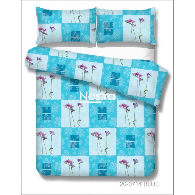 Polycotton bedding set FLOWERS 20-0714-BLUE