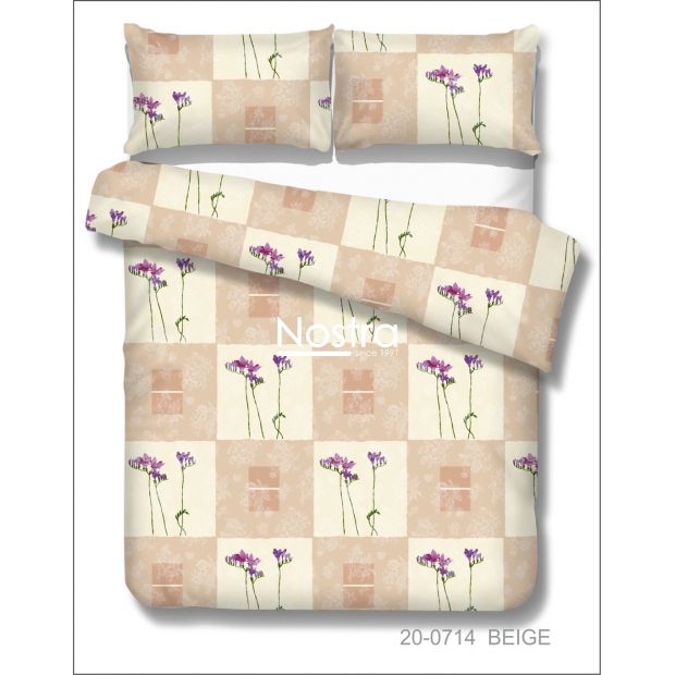 Polycotton bedding set FLOWERS 20-0714-BEIGE