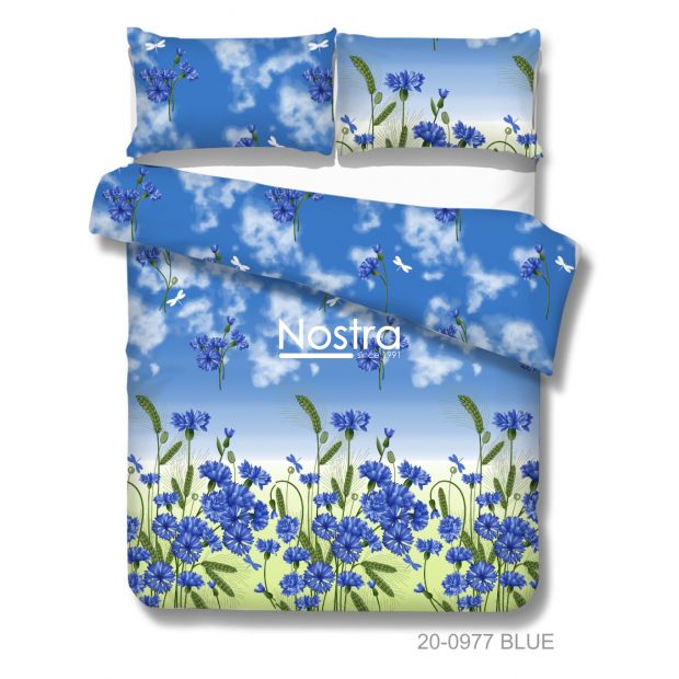 Polycotton bedding set FLOWERS 20-0977-BLUE