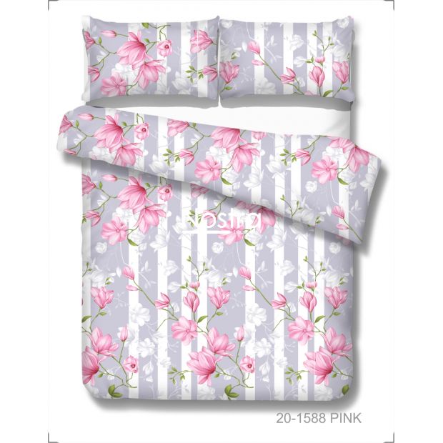 Polycotton bedding set FLOWERS 20-1588-PINK