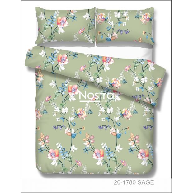 Polycotton bedding set FLOWERS 20-1780-SAGE