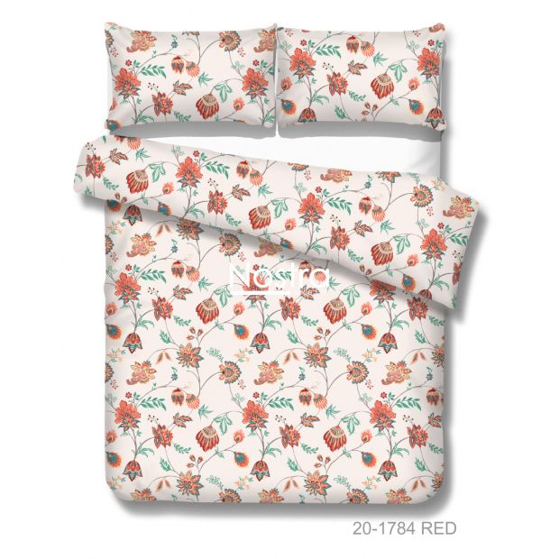 Polycotton bedding set FLOWERS 20-1784-RED