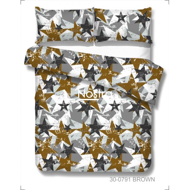 Polycotton bedding set GEOMETRY 30-0791-BROWN