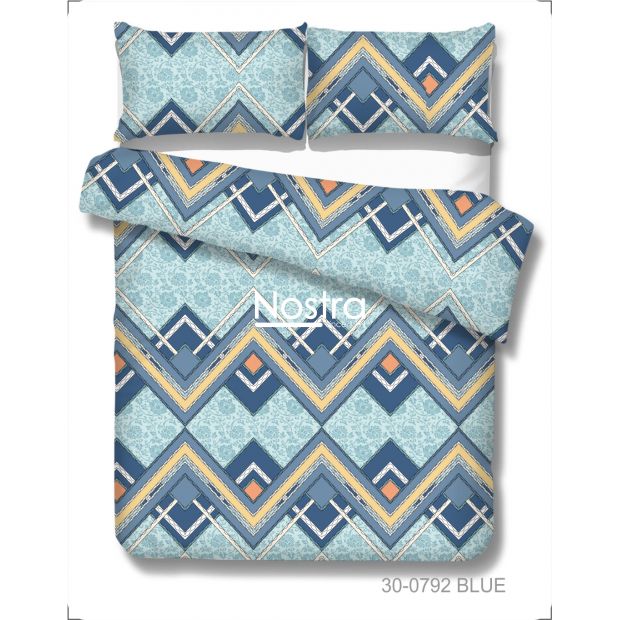 Polycotton bedding set GEOMETRY 30-0792-BLUE 140x200, 50x70 cm