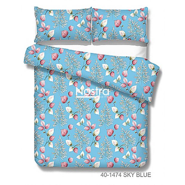 Kokvilnas gultas veļa DANIELLA 40-1474-SKY BLUE 200x220, 70x70 cm