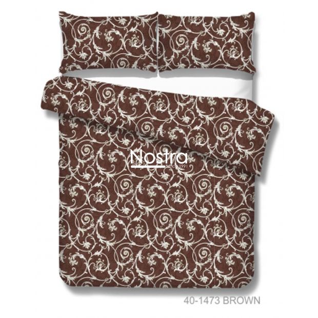 Cotton bedding set DAHLIA 40-1473-BROWN 200x220, 70x70 cm