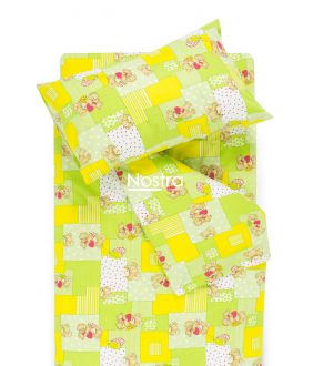 Bērnu katūna gultas veļa LITTLE BEAR & HEARTS 10-0331-GREEN/YELLOW 10-0331-GREEN/YELLOW