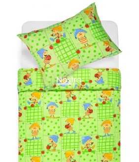 Bērnu katūna gultas veļa PLAYFUL FRIENDS 10-0077-GREEN 2 10-0077-GREEN 2