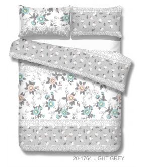 Polycotton bedding set FLOWERS 20-1764-LIGHT GREY